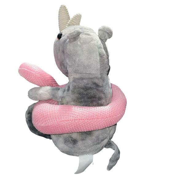 Walmart Plush Rhino Swimming Flamingo Stuffed Animal Way To Celebrate Summer 12" - Picture 6 of 9